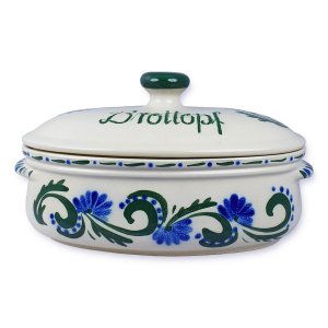 Bild zu Brottopf, RUMP-Topf aus Westerwald-Keramik oval groß, Dekor grün-blau